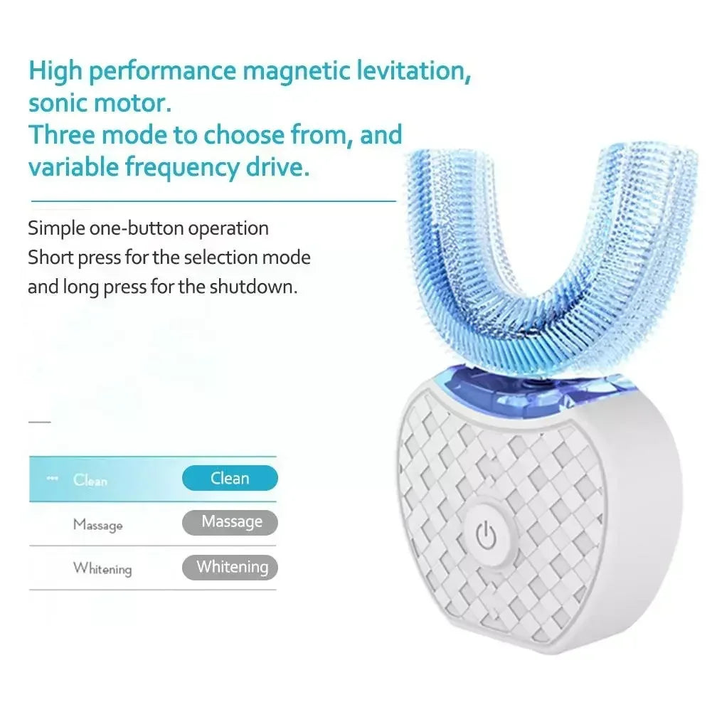 Ultrasonic Electric Toothbrush For Adults, Automatic Toothbrush U-Shaped with Teeth Whitening IPX7/ Waterproof