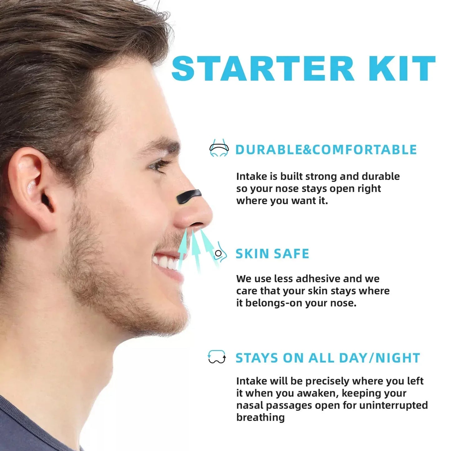 30Days/Box Sport Nasal Dilator Sleep Aid Magnetic Nose Strips Breathing Dilators Starter Kit for Snoring Reduction