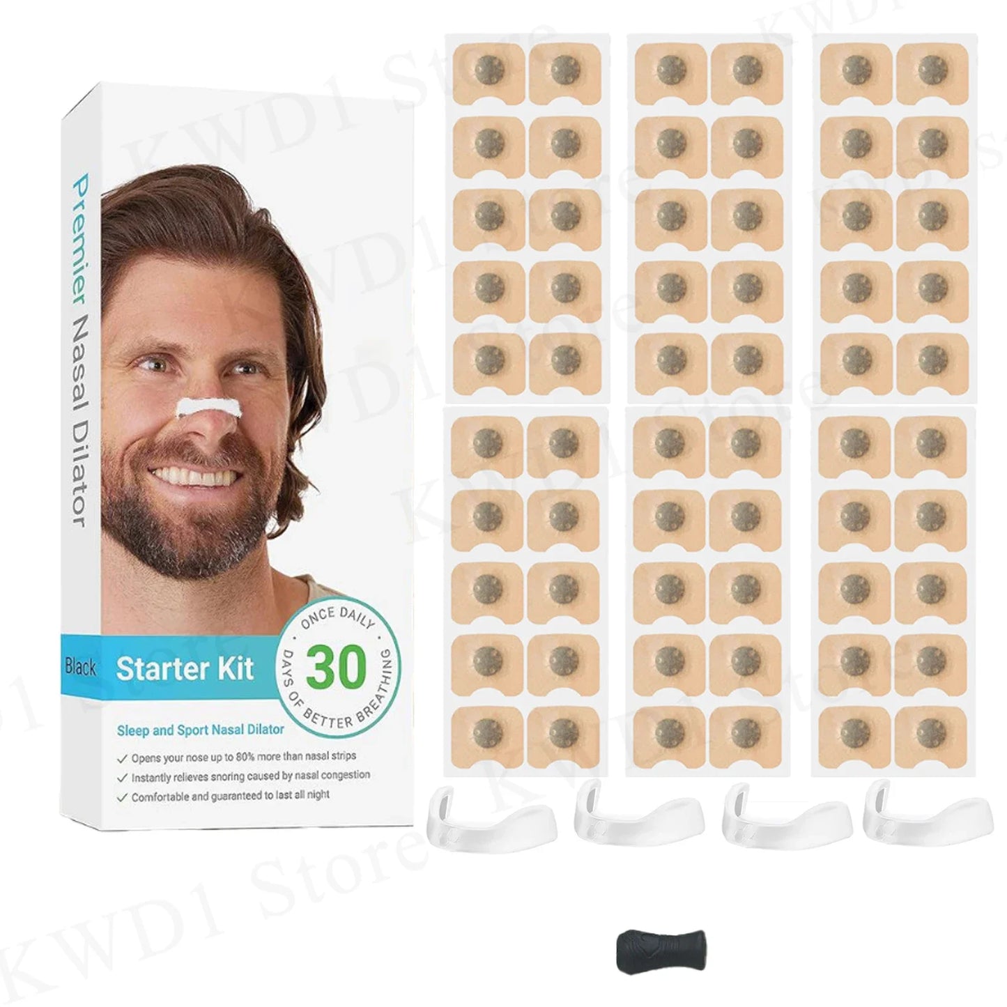 30Days/Box Sport Nasal Dilator Sleep Aid Magnetic Nose Strips Breathing Dilators Starter Kit for Snoring Reduction
