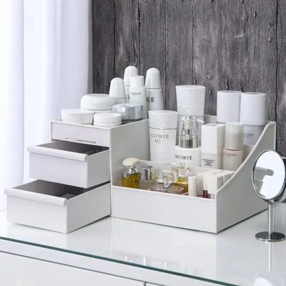 Cosmetic Display Case Desk Storage Box with Clear Drawers Large Capacity Makeup Brush Organizer For Bathroom Desktop