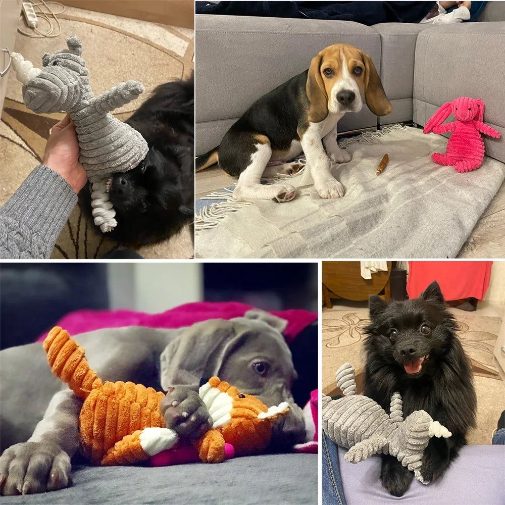 Plush High-Quality Dog Toy, Animal Shaped Bite Resistant Squeaky Corduroy Dog Toys