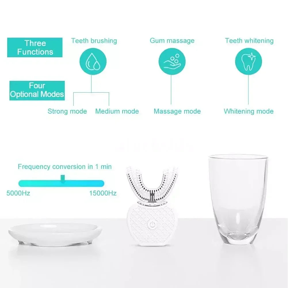 Ultrasonic Electric Toothbrush For Adults, Automatic Toothbrush U-Shaped with Teeth Whitening IPX7/ Waterproof