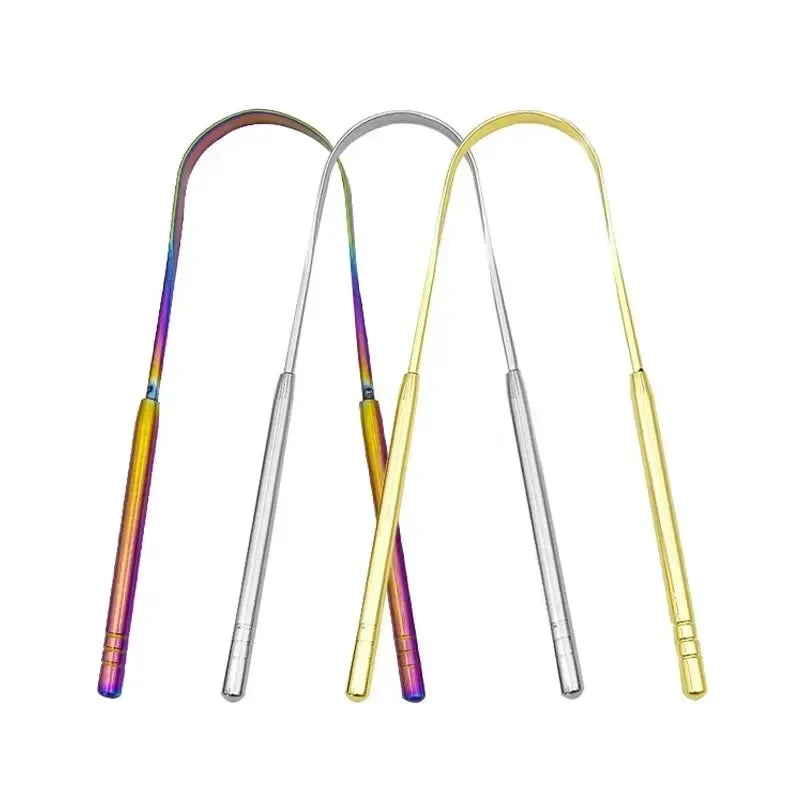 👅 Stainless Steel Tongue Scraper (4 Colors) – Fresh Breath & Oral Hygiene Made Simple
