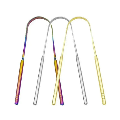 👅 Stainless Steel Tongue Scraper (4 Colors) – Fresh Breath & Oral Hygiene Made Simple