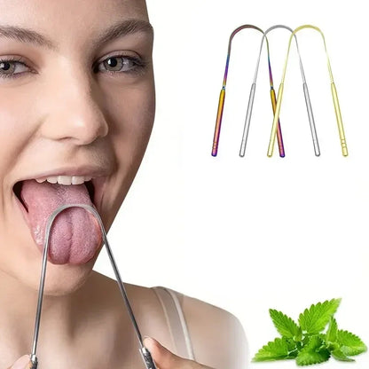 👅 Stainless Steel Tongue Scraper (4 Colors) – Fresh Breath & Oral Hygiene Made Simple