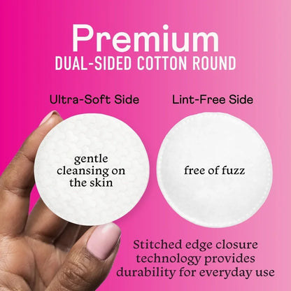 Chlorine Free Cotton Rounds Premium Dual-Sided Soft Absorbent Hypoallergenic Sensitive Skin Safe Biodegradable Makeup Removal pads