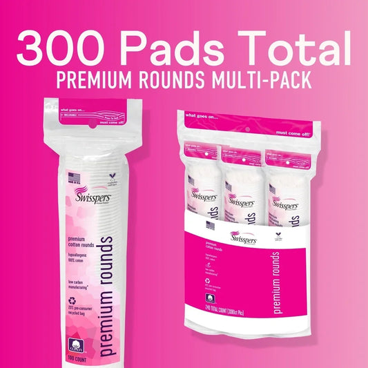 Chlorine Free Cotton Rounds Premium Dual-Sided Soft Absorbent Hypoallergenic Sensitive Skin Safe Biodegradable Makeup Removal pads