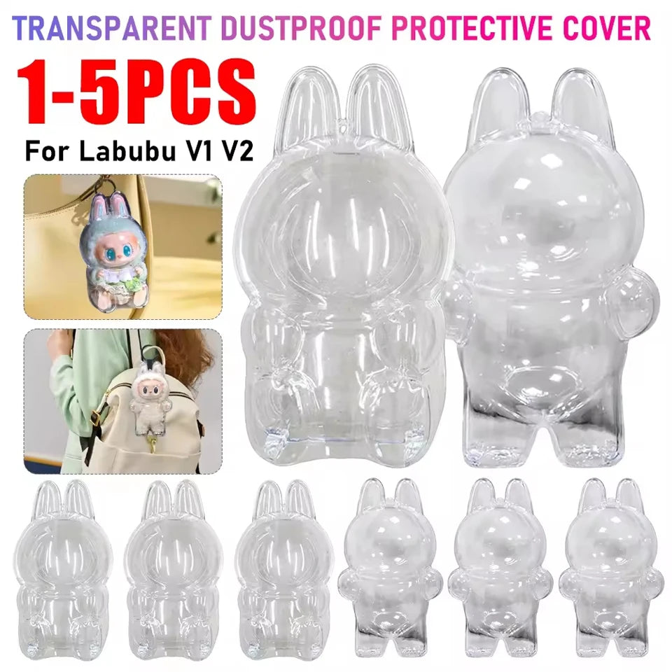 🧸 Transparent Protective Display Cover for Labub V1/V2 Plush Dolls