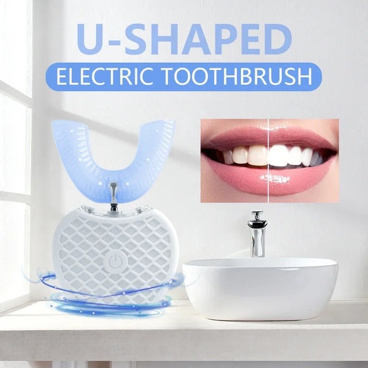 Ultrasonic Electric Toothbrush For Adults, Automatic Toothbrush U-Shaped with Teeth Whitening IPX7/ Waterproof