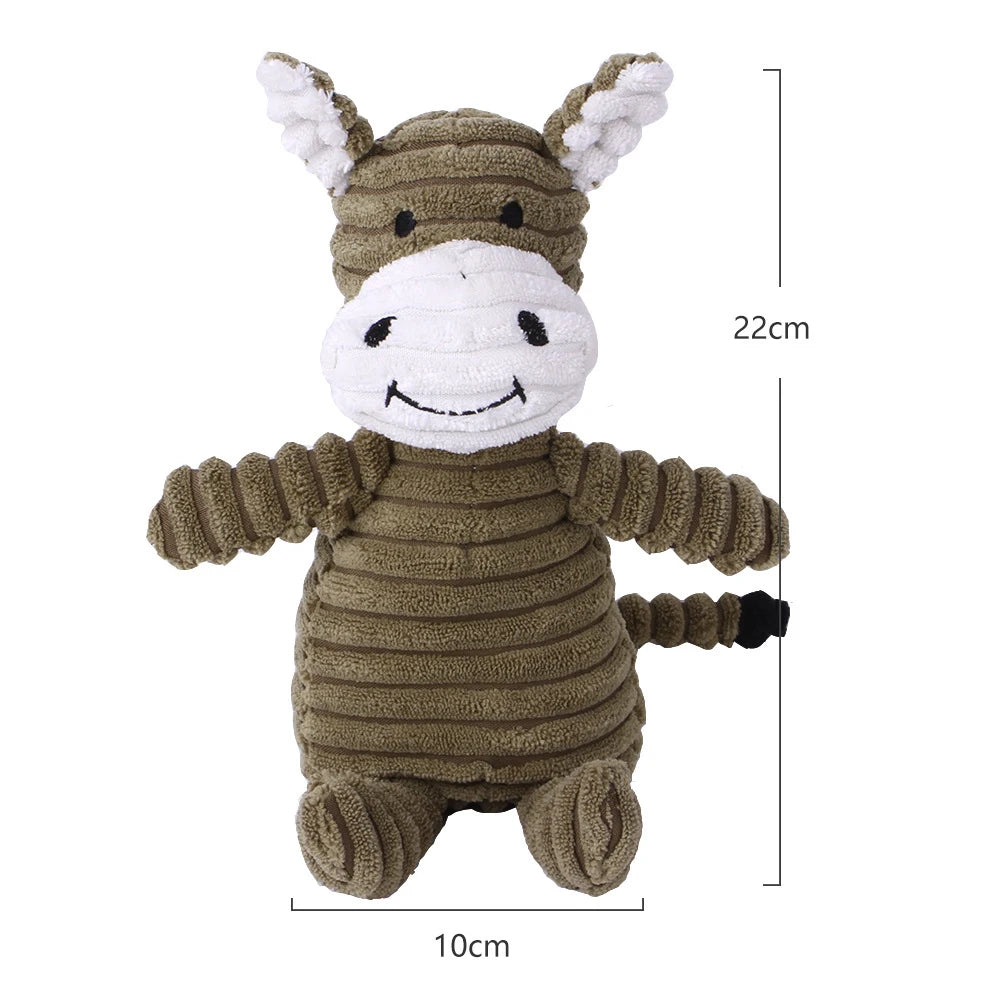 Plush High-Quality Dog Toy, Animal Shaped Bite Resistant Squeaky Corduroy Dog Toys