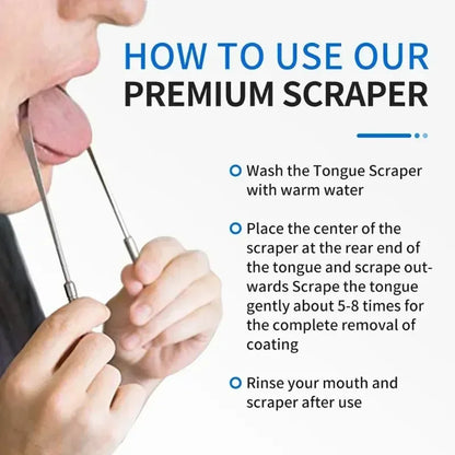 👅 Stainless Steel Tongue Scraper (4 Colors) – Fresh Breath & Oral Hygiene Made Simple