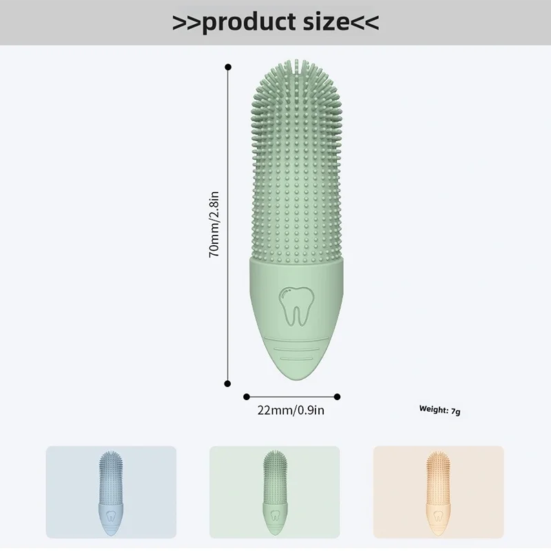 360° Cleaning, Food Grade Silicone Finger Toothbrush for Dogs & Cats Dental Care
