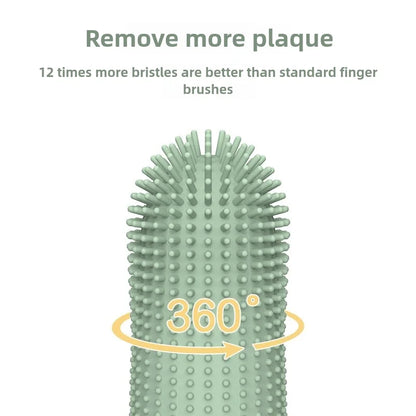 360° Cleaning, Food Grade Silicone Finger Toothbrush for Dogs & Cats Dental Care