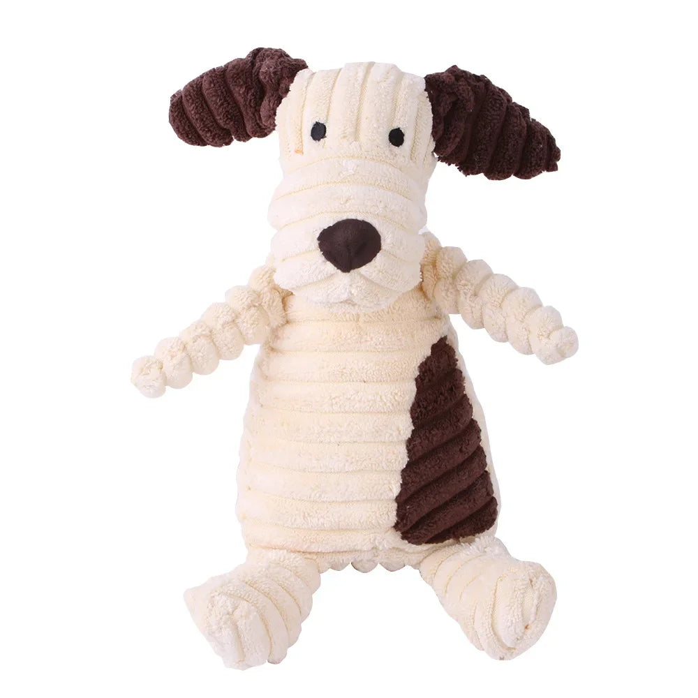 Plush High-Quality Dog Toy, Animal Shaped Bite Resistant Squeaky Corduroy Dog Toys
