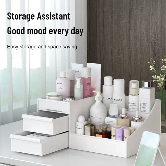 Cosmetic Display Case Desk Storage Box with Clear Drawers Large Capacity Makeup Brush Organizer For Bathroom Desktop
