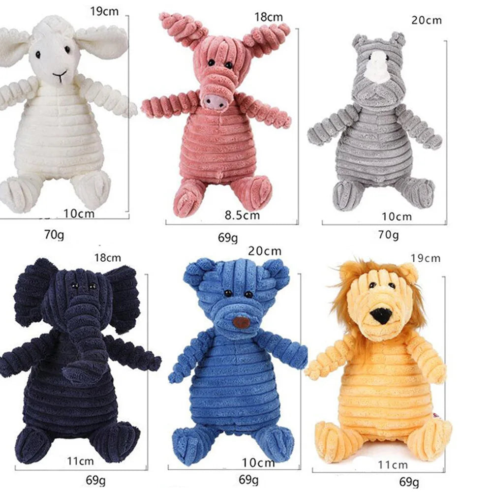 Plush High-Quality Dog Toy, Animal Shaped Bite Resistant Squeaky Corduroy Dog Toys